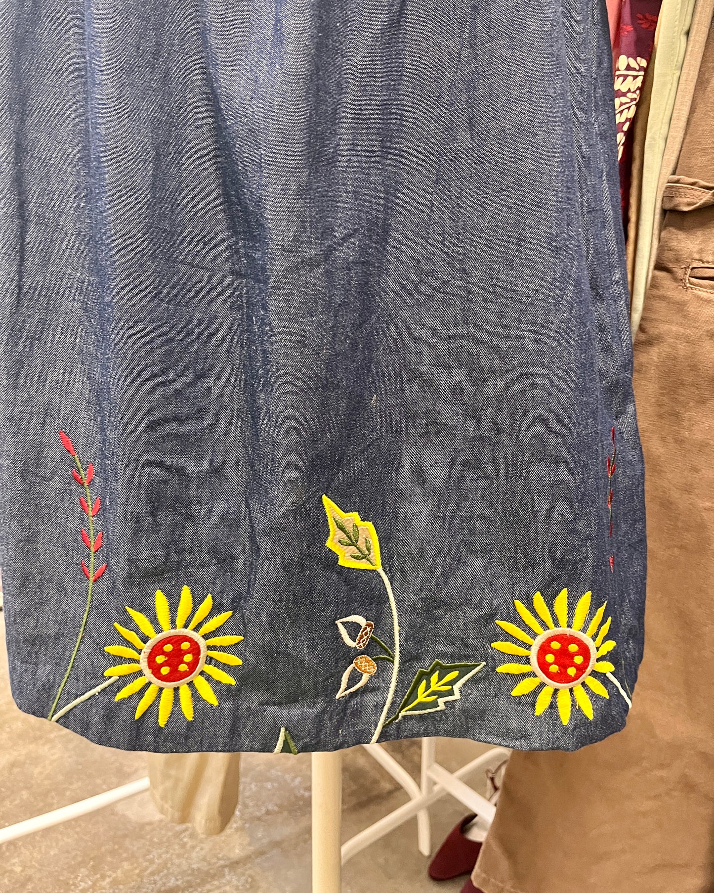 Denim Embroidered Mini Dress