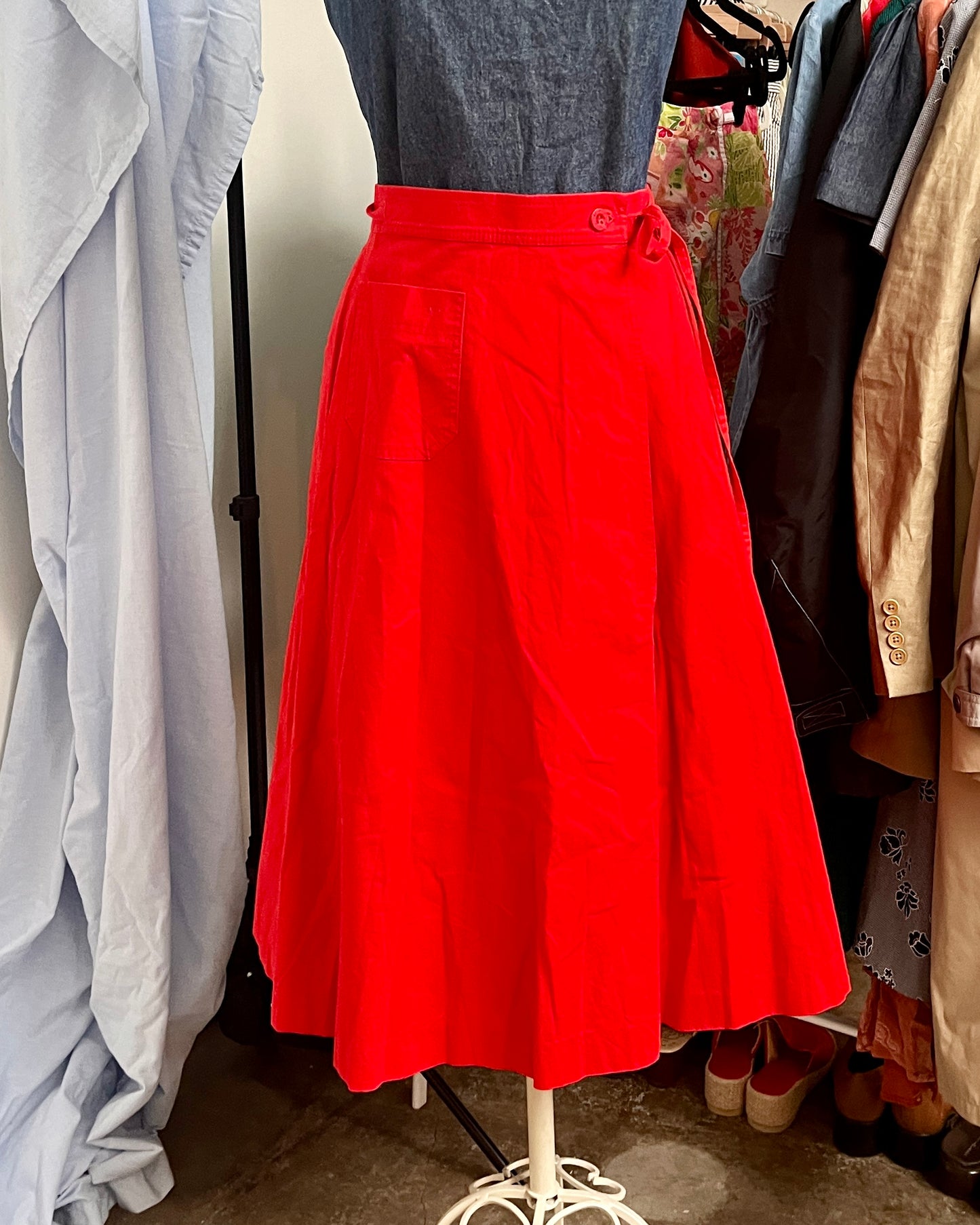 Mondi 80s Red Wrap Skirt