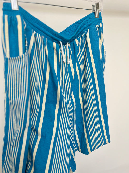 Blue & White Striped Shorts